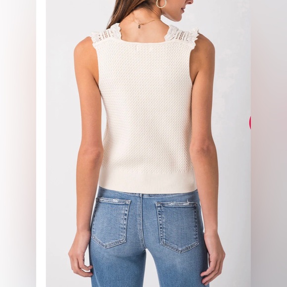 Anthropologie by Pilcro Lace Strap Rib Sweater Tank Top Ivory Size XS NWOT - Picture 7 of 13